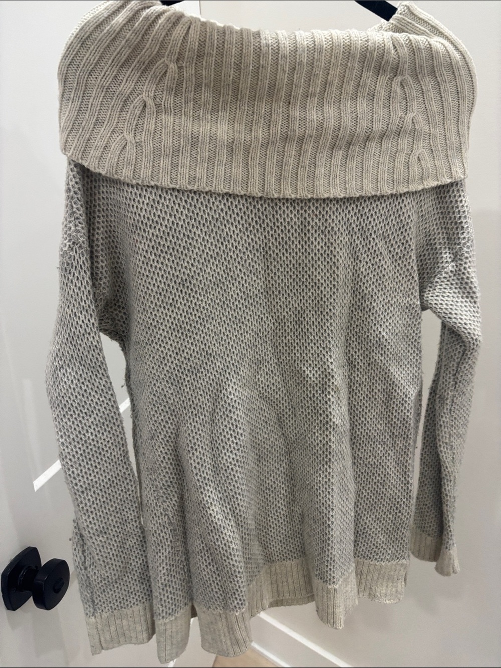 cupcakes & cashmere Oatmeal and Grey Off-Shoulder Knit Sweater